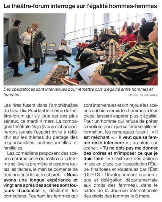 Un article sur le spectacle « égalité femmes-hommes » en Normandie le 11 mars 2025